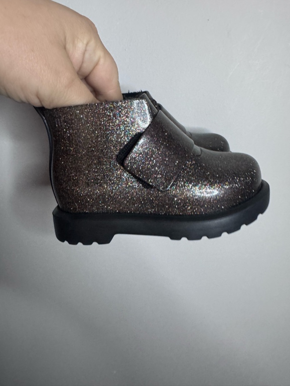 Mini Melissa  Glitter Brown Ankle Boots - Sparkle velcro 7